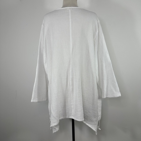 ET'LOIS USA 100% Cotton Olivia Tunic A-line 2-Layer Front White Top Size 2X - Picture 11 of 13